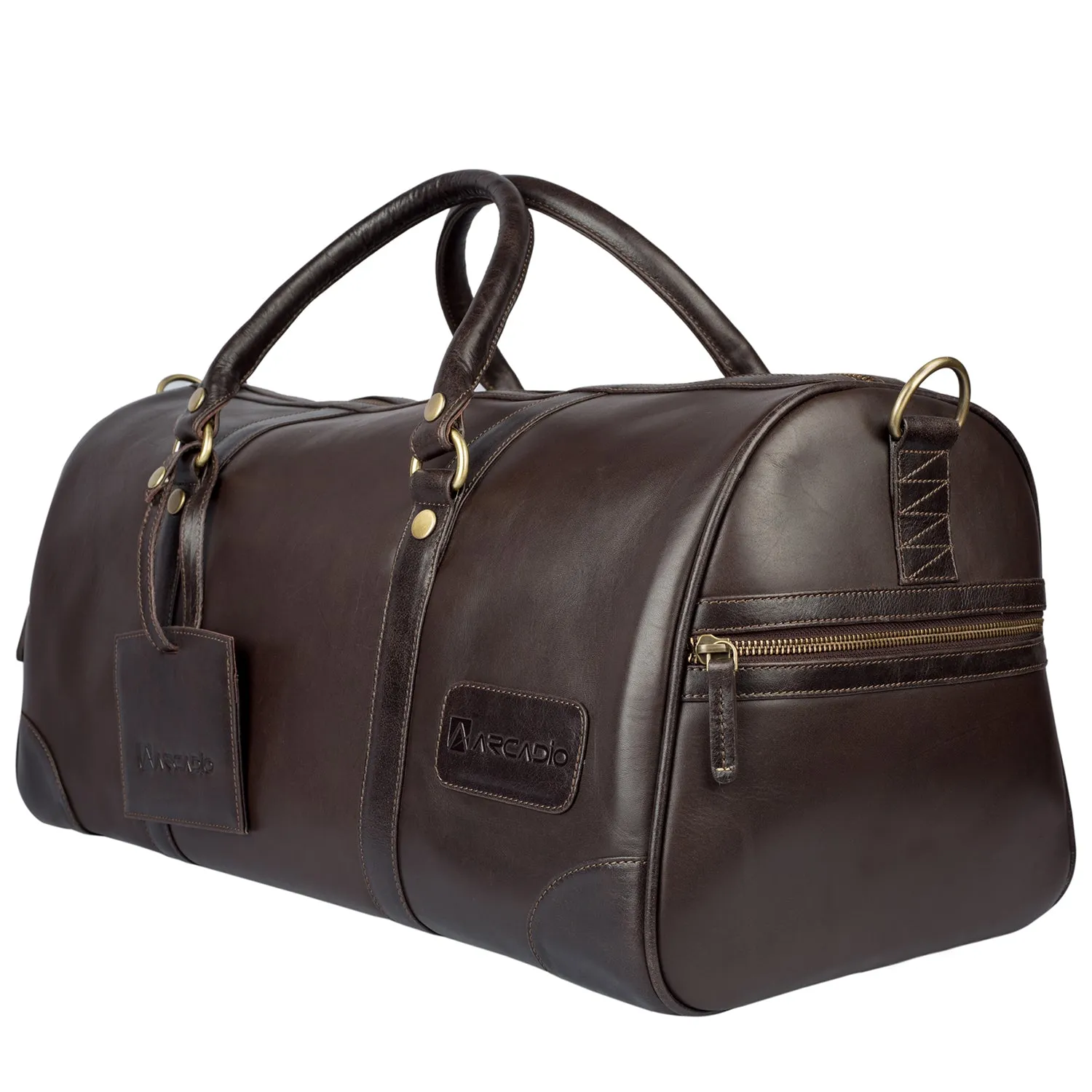 ON THE MOVE Premium Weekender Leather Bag - ARDB1001BR