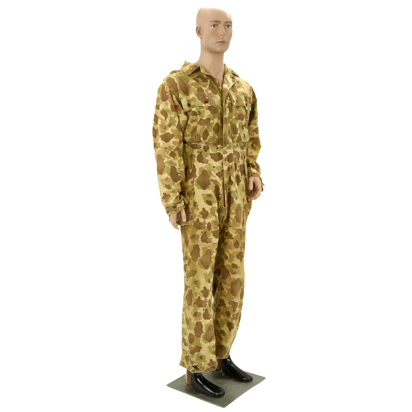 Original U.S. Army WWII M1942 Camouflage Jungle Suit Herring Bone Twill Coveralls - As Seen In Book