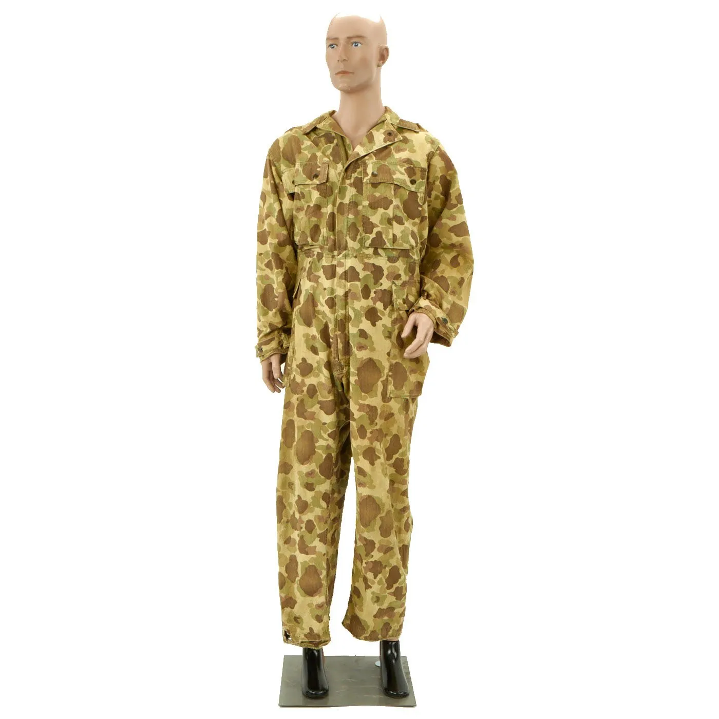 Original U.S. Army WWII M1942 Camouflage Jungle Suit Herring Bone Twill Coveralls - As Seen In Book