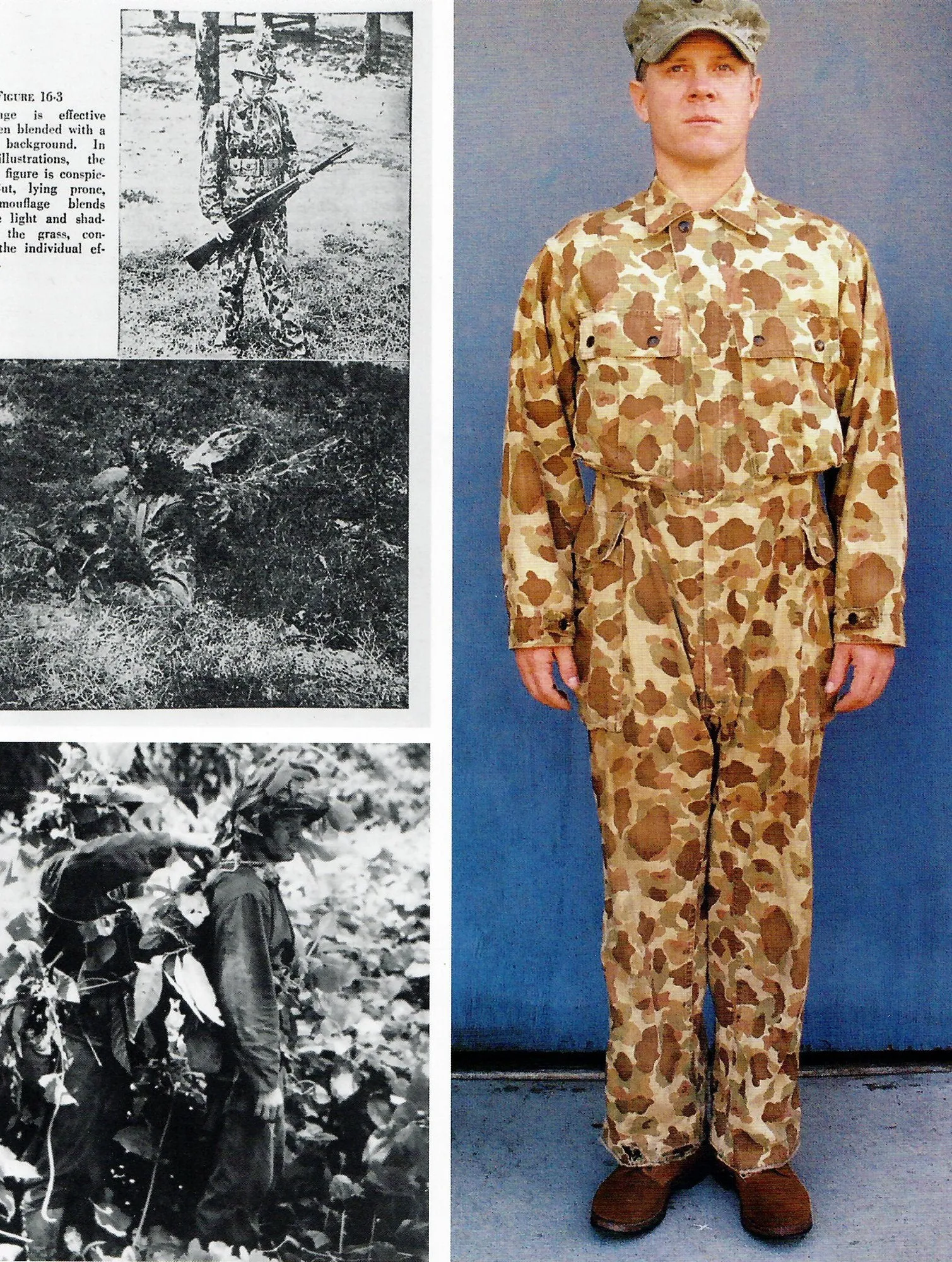 Original U.S. Army WWII M1942 Camouflage Jungle Suit Herring Bone Twill Coveralls - As Seen In Book