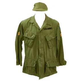 Original U.S. Vietnam War 1st Special Forces (Airborne) OG-107 “Type III” Jungle Jacket With OG-106 “Ball Cap”