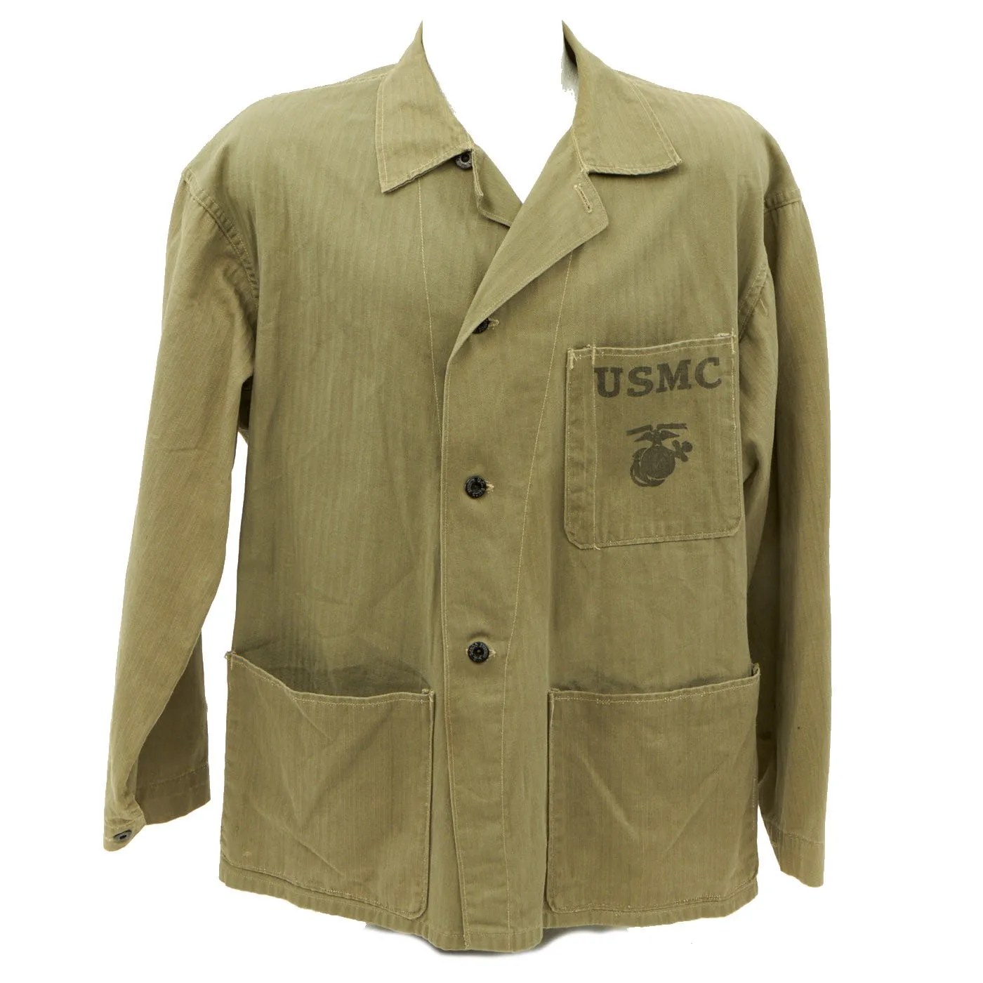 Original U.S. WWII Marine Corps USMC HBT Herringbone Twill P41 Utility Jacket - As Seen In Book