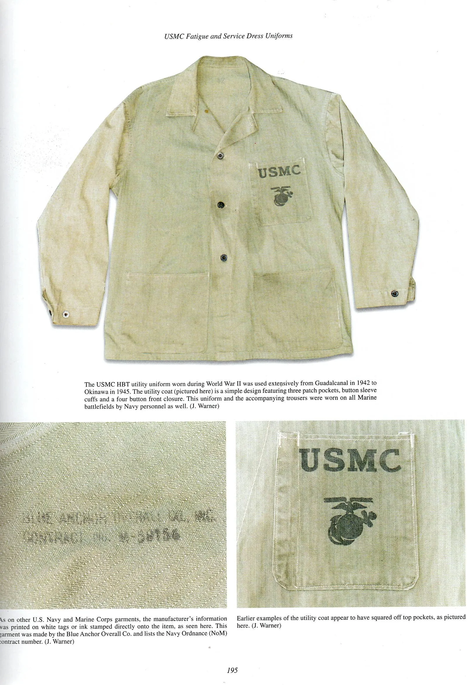 Original U.S. WWII Marine Corps USMC HBT Herringbone Twill P41 Utility Jacket - As Seen In Book