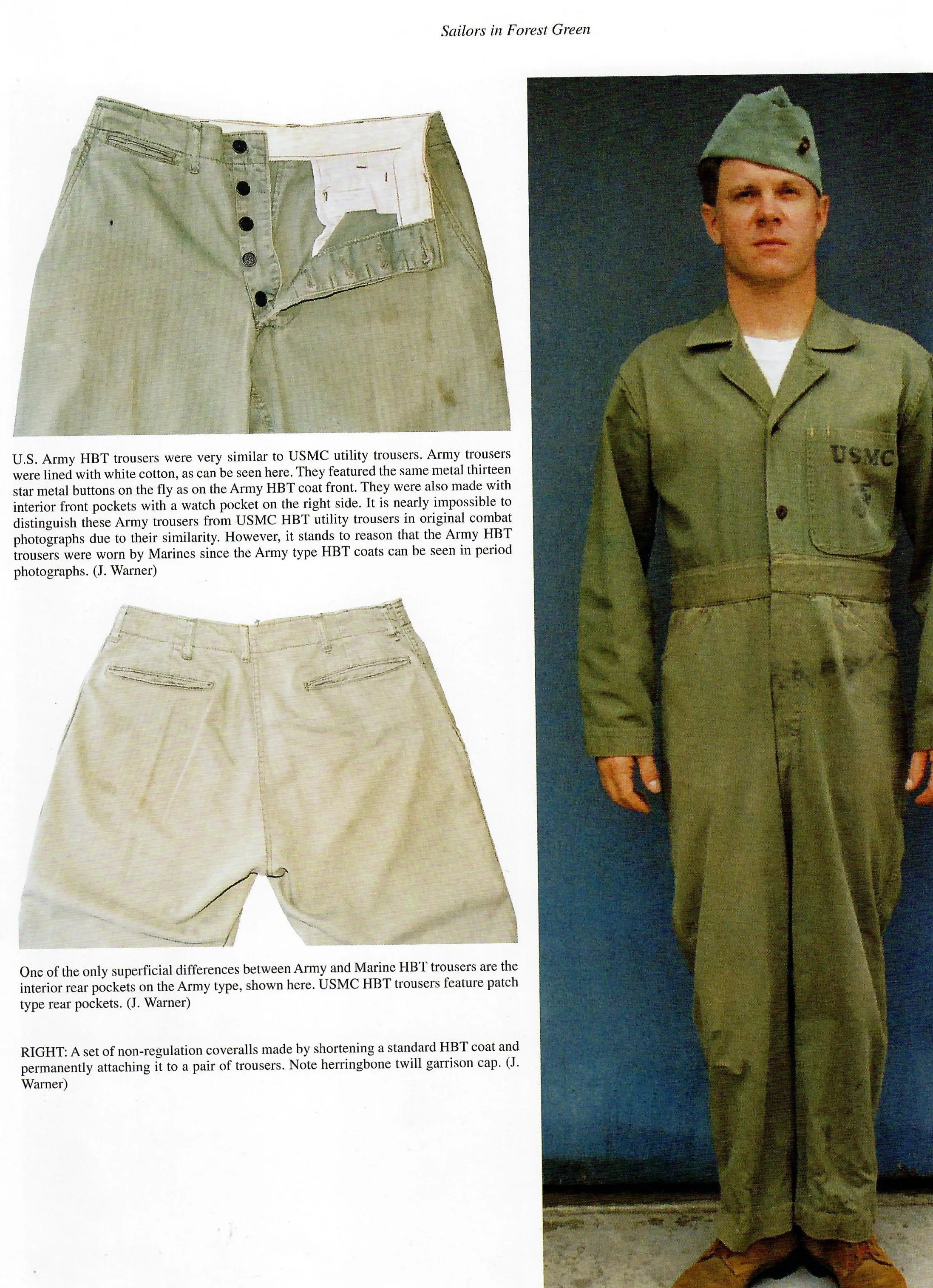 Original U.S. WWII Marine Corps USMC Non-Regulation Herring Bone Twill Coveralls - As Seen In Book