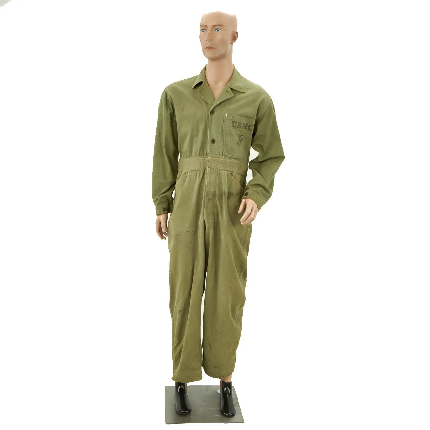 Original U.S. WWII Marine Corps USMC Non-Regulation Herring Bone Twill Coveralls - As Seen In Book