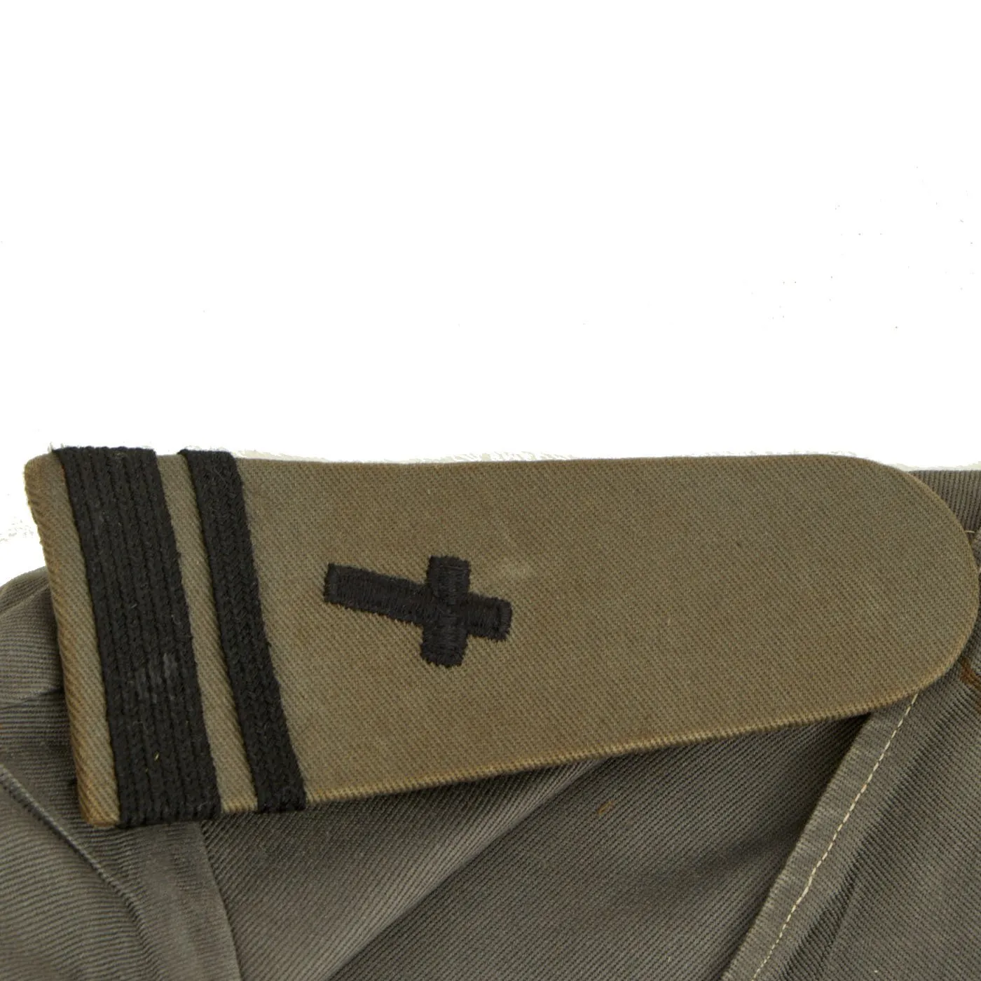 Original U.S. WWII Named Navy Chaplain Officer Grey Uniform Set - Coat, Trousers, Visor Cap & Overseas Caps