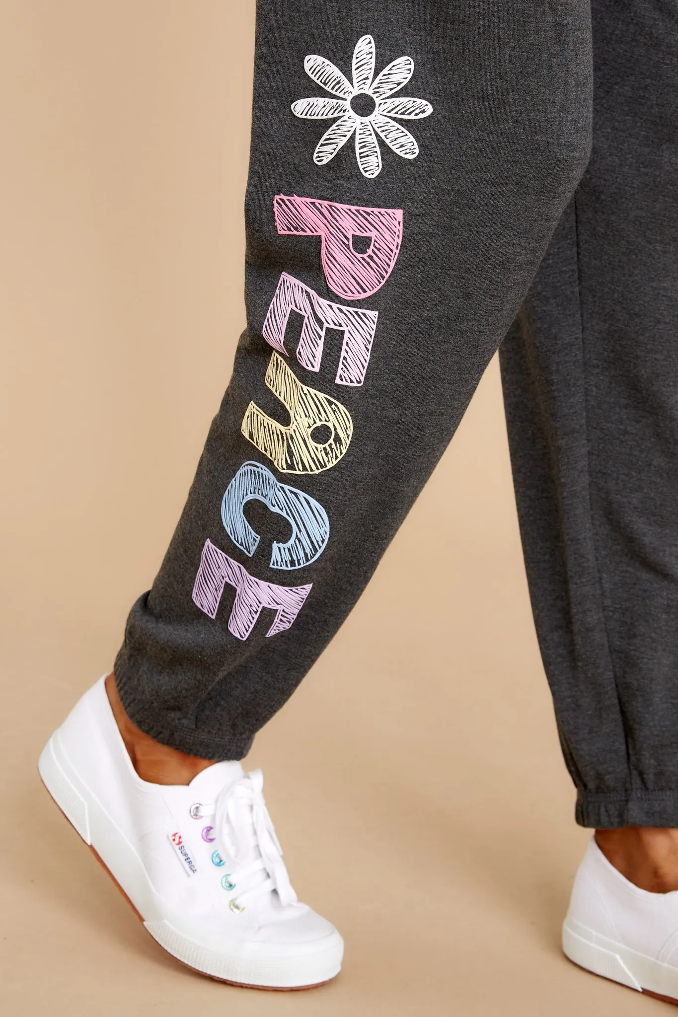 Peace And Love Heather Smoke Banded Pants