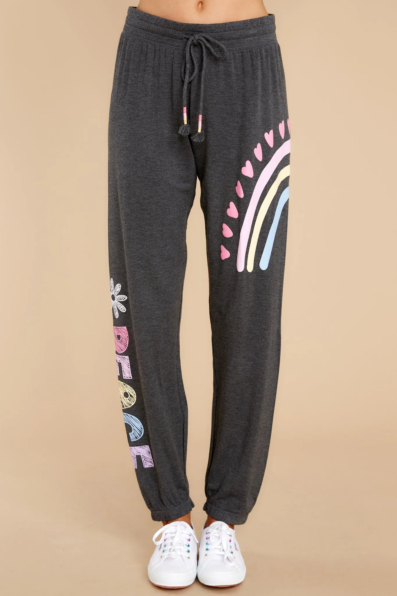 Peace And Love Heather Smoke Banded Pants