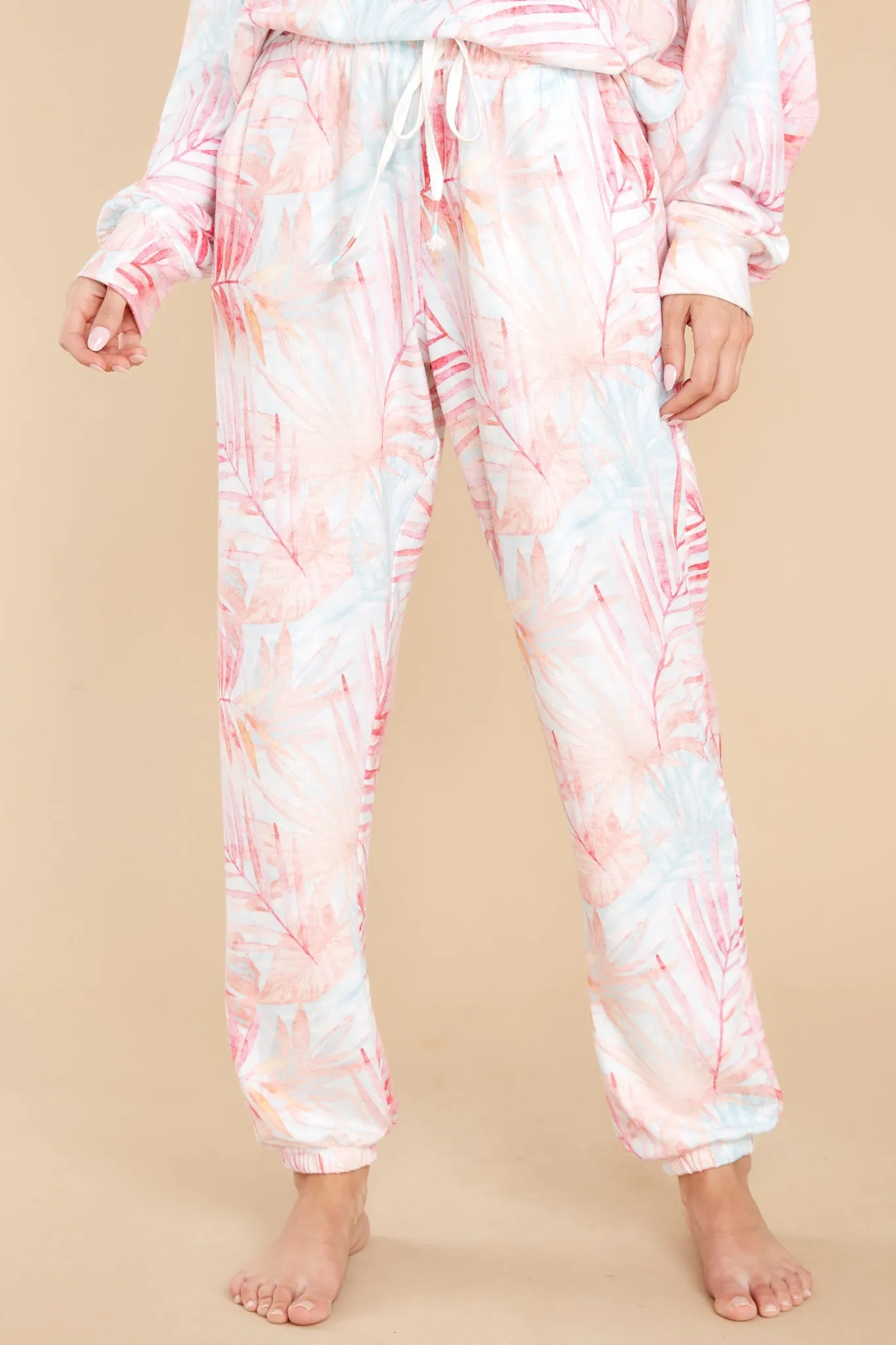 Peachy Party Tropical Print Banded Pants