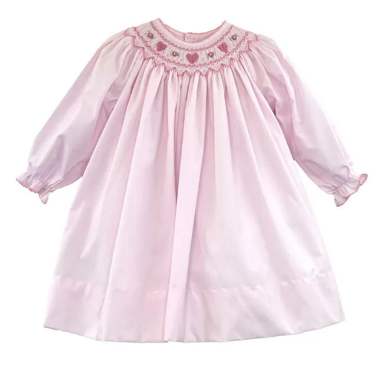 Petit Ami Smocked Pink Hearts Dress