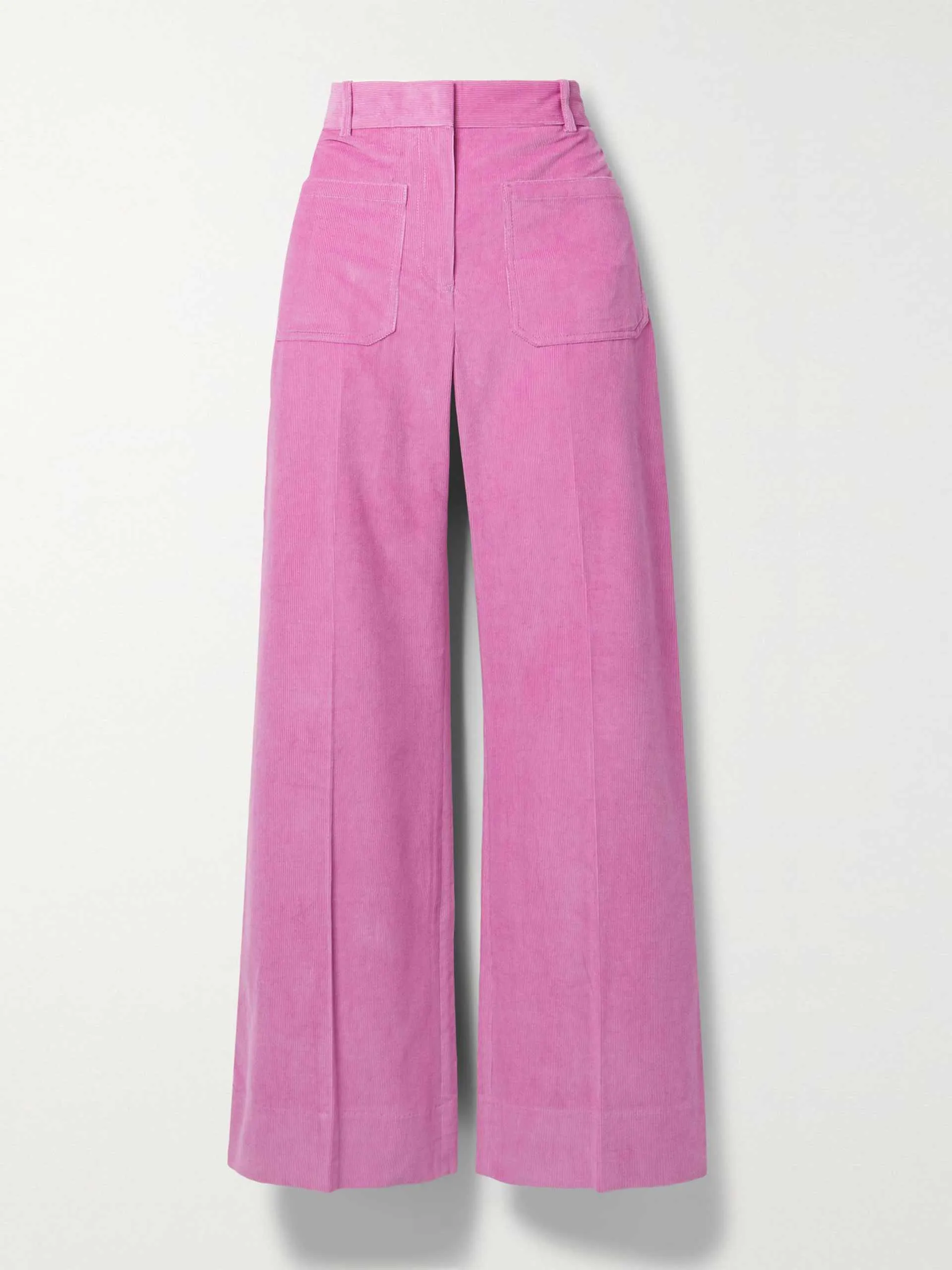 Pink cotton-corduroy flared pants