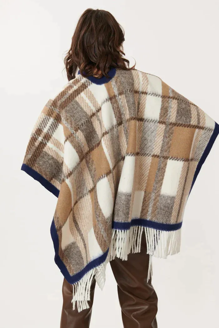 Pomme Plaid Poncho - Rust