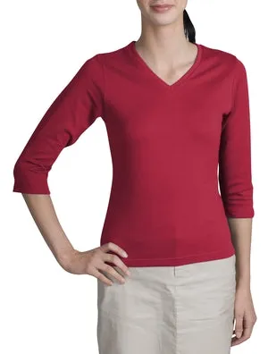 Port Authority - Ladies 3/4 Sleeve V-Neck T-Shirt.  L341V