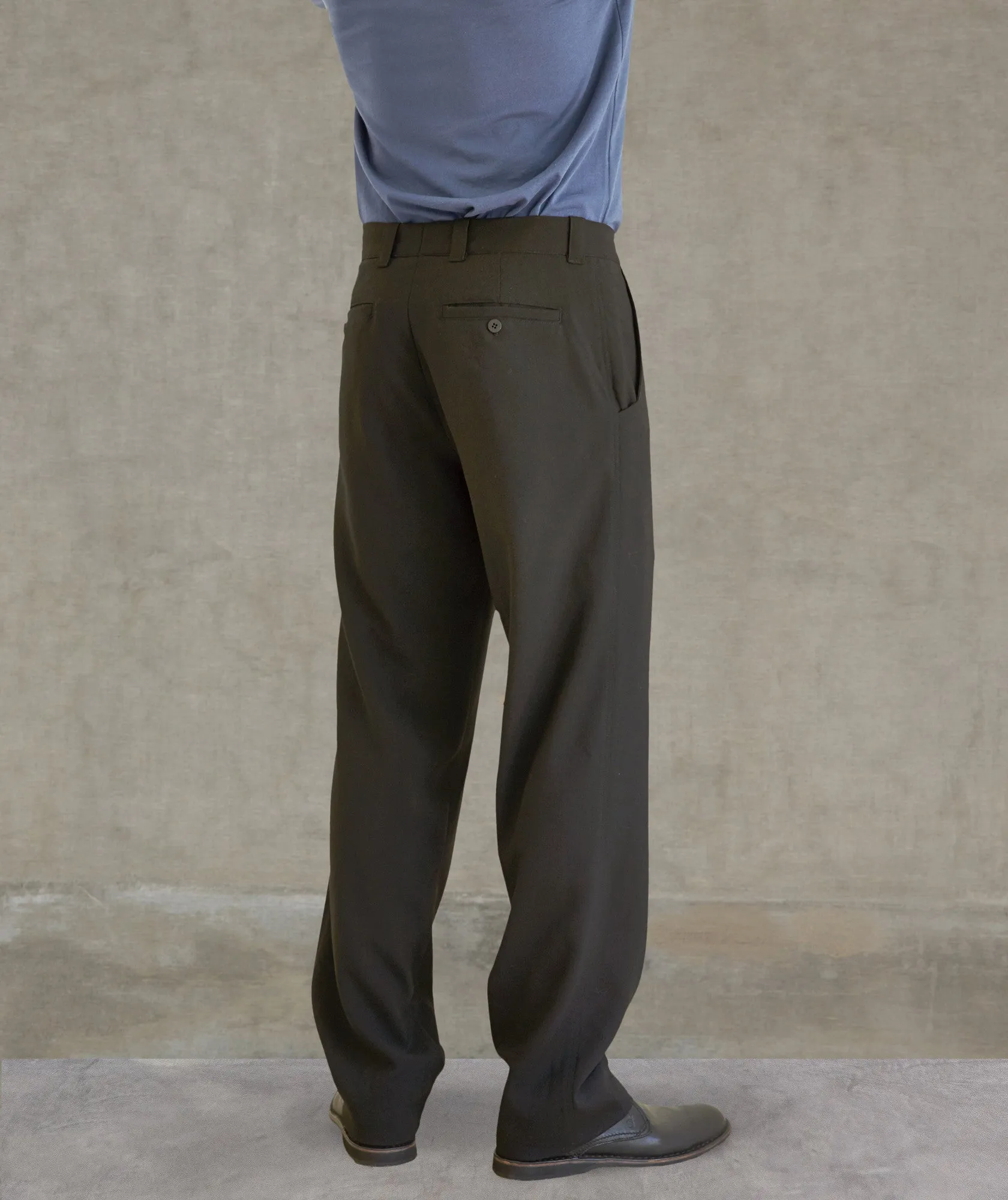 Relaxed Tropical Wool Side Zip Pocket Pant