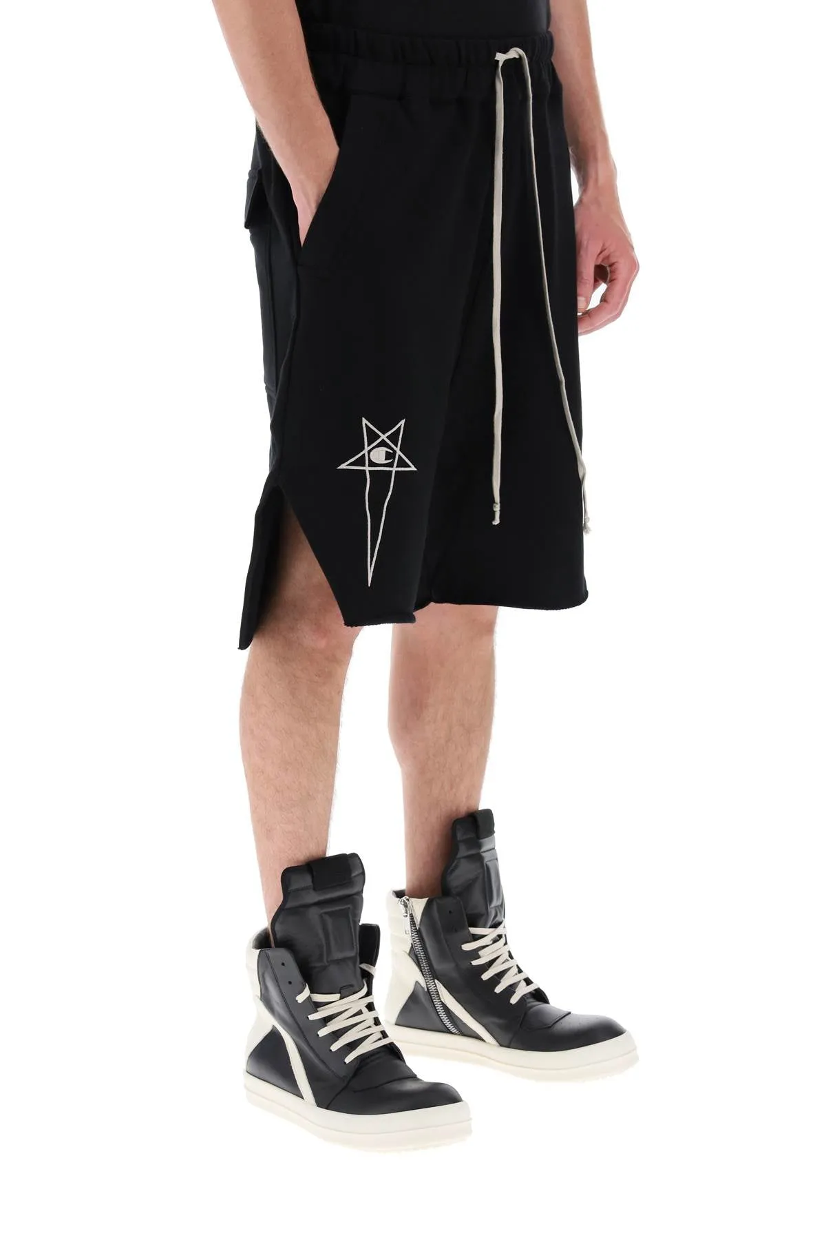 Rick owens beveled pods shorts x champion