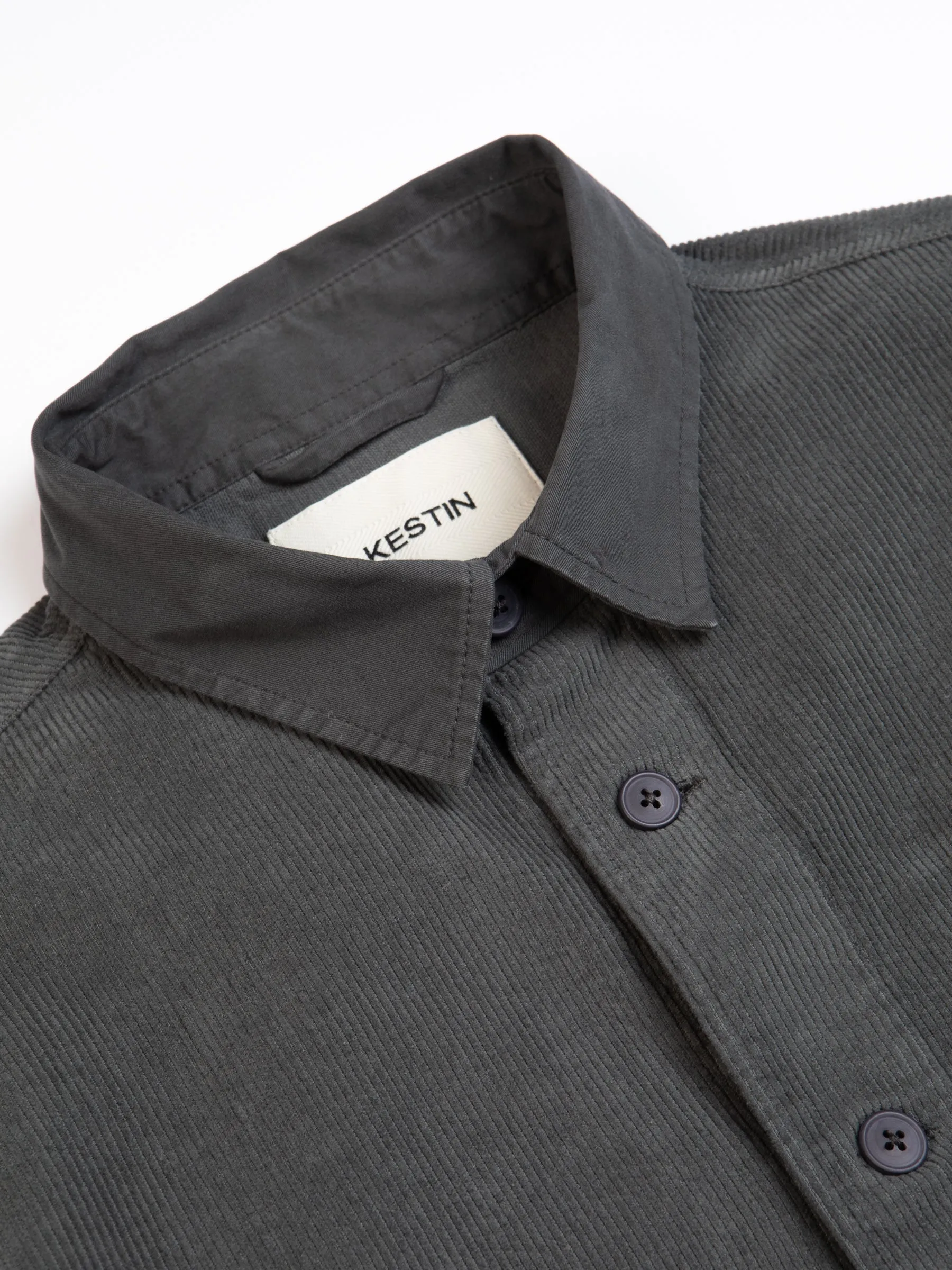 Rosyth Overshirt In Charcoal Cord / Twill Blend