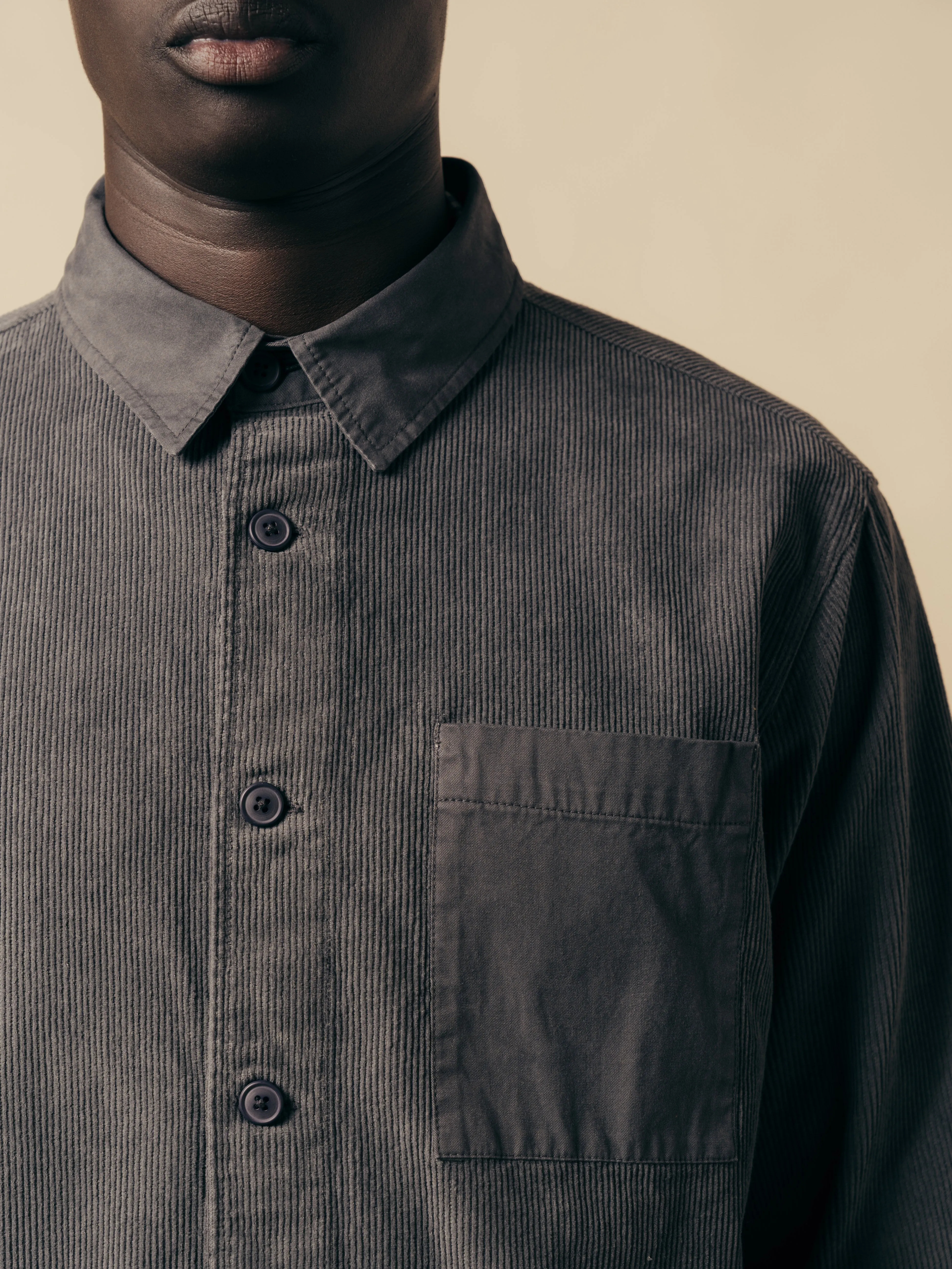 Rosyth Overshirt In Charcoal Cord / Twill Blend