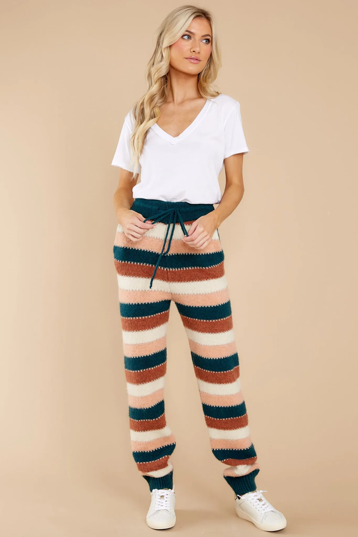 Run The Show Mocha Multi Stripe Joggers