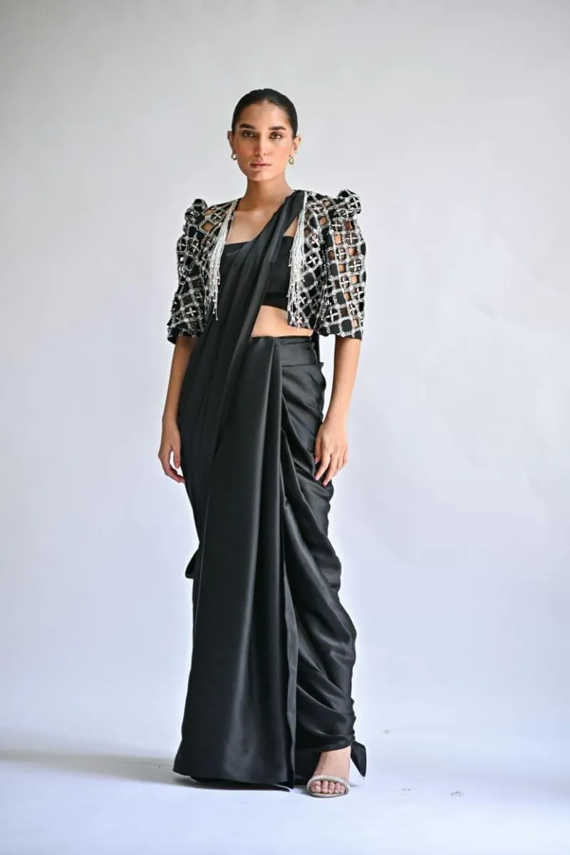 Sania Maskatiya - Renee - CHARMEUSE - Black - Saree - Saree