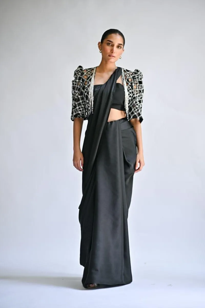 Sania Maskatiya - Renee - CHARMEUSE - Black - Saree - Saree