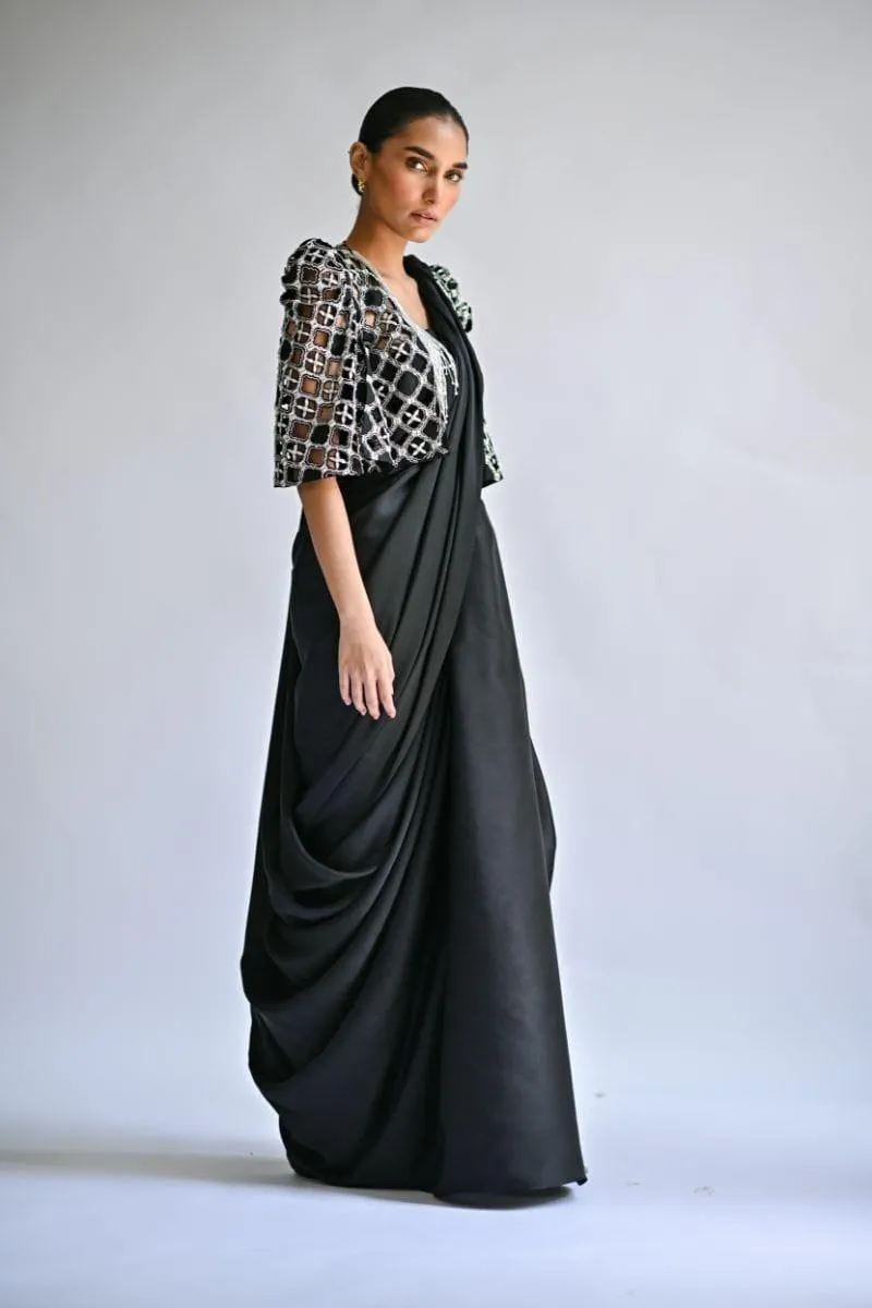 Sania Maskatiya - Renee - CHARMEUSE - Black - Saree - Saree