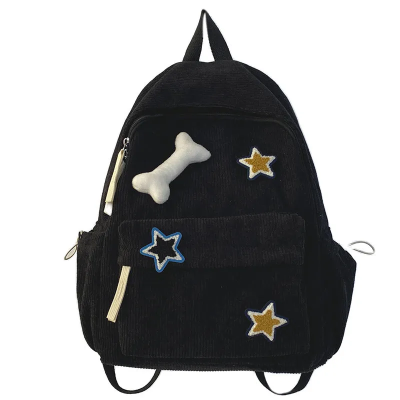 Schoolbag Ins Good-looking Backpack Female College Student Corduroy Backpack Junior and Middle School Students Large Capacity Backpack