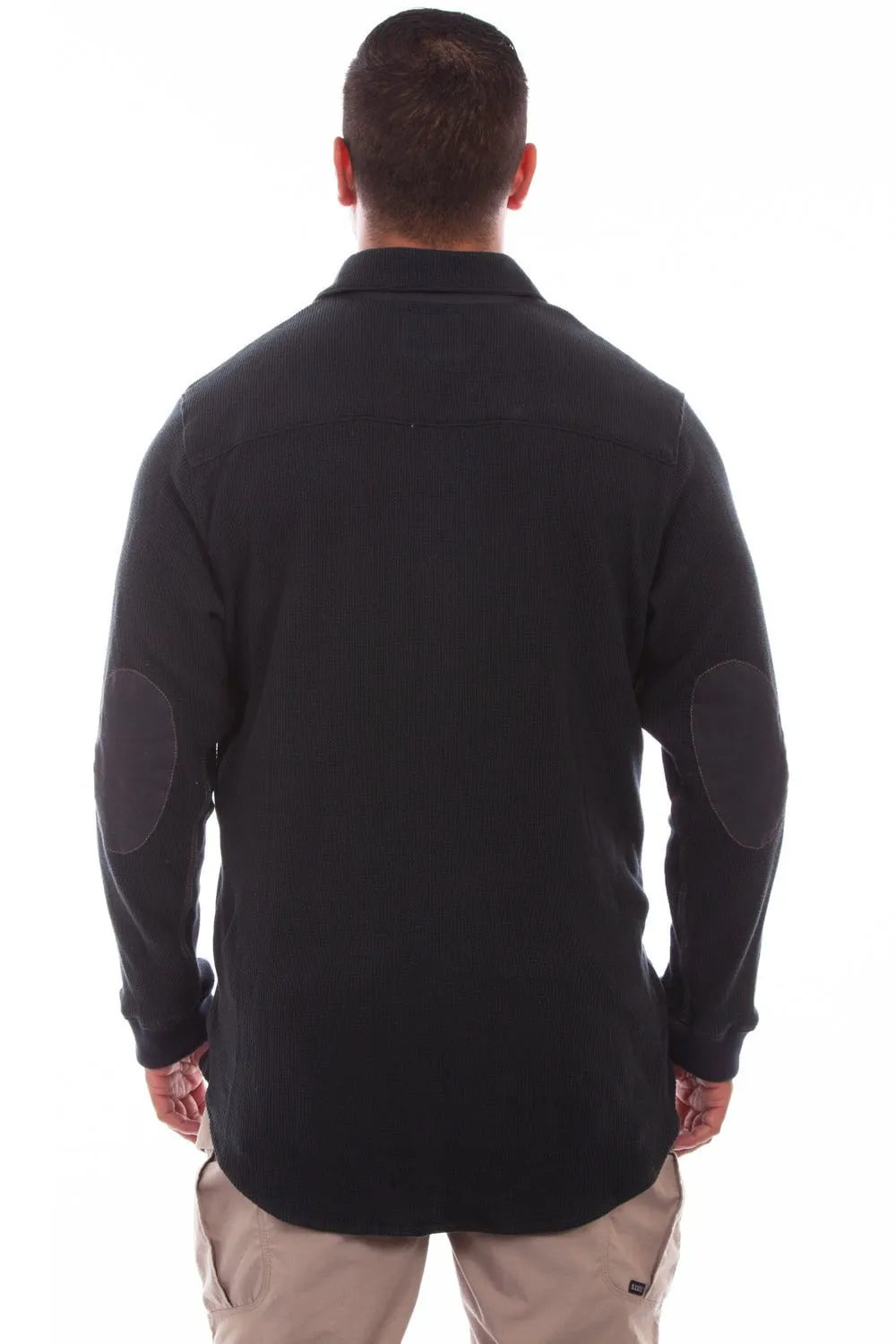 Scully Mens Black 100% Cotton Thermal Knit L/S Shirt