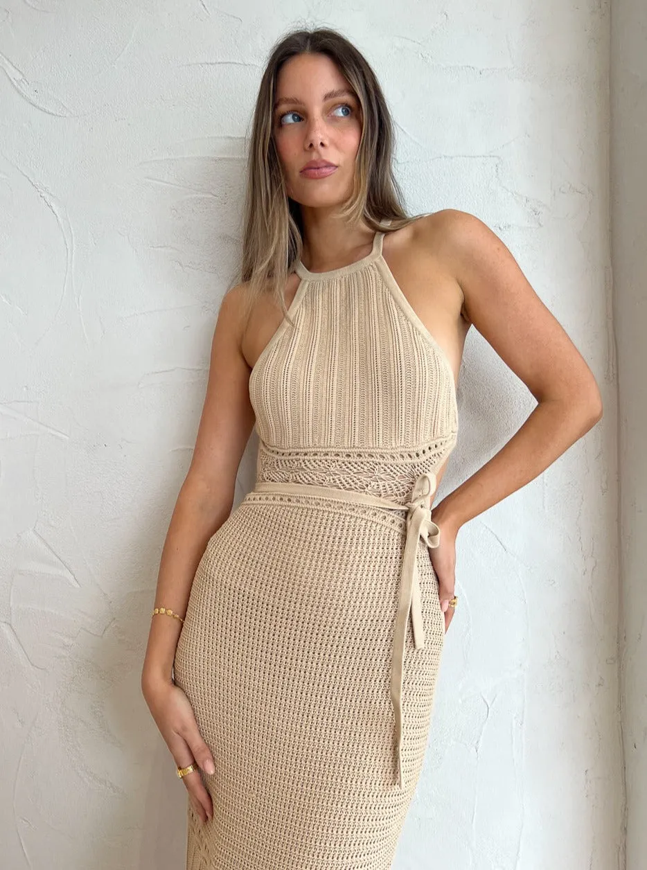 Significant Other Abby Halter Dress in Biscuit