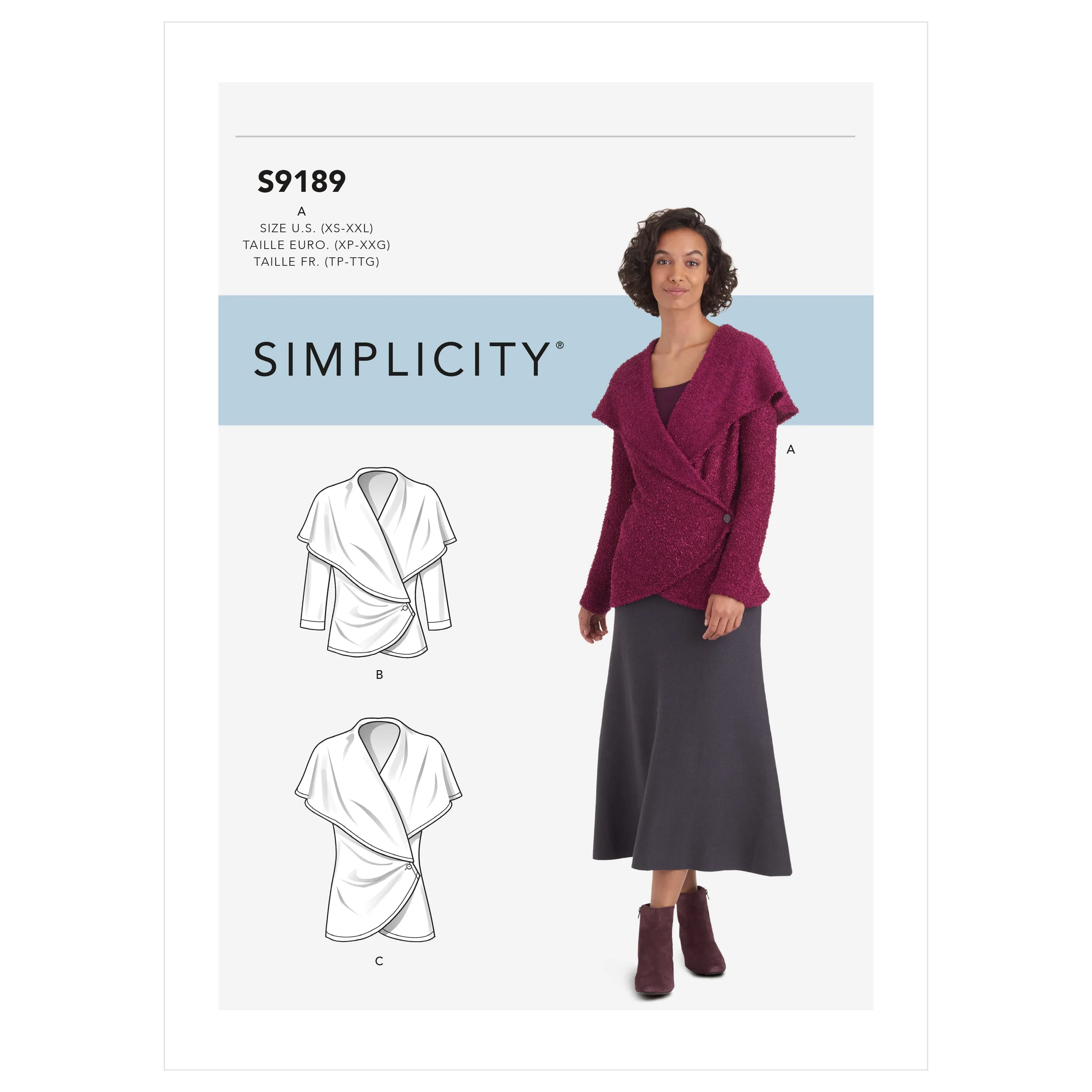 Simplicity Pattern S9189 Misses' Knit Wrap Jacket