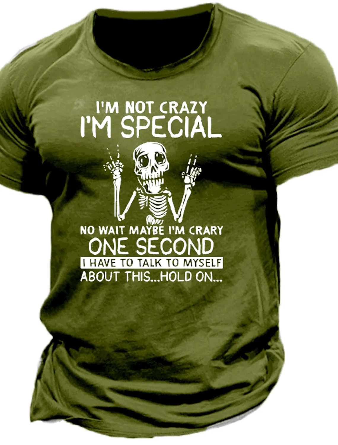 Skull Graphic Prints I'm Not Crazy Im Special Men's Unisex T shirt Tee Casual Style Classic Style Sports Designer Casual Outdoor Street Holiday T shirt Black Army Green Navy Blue Short Sleeve Crew