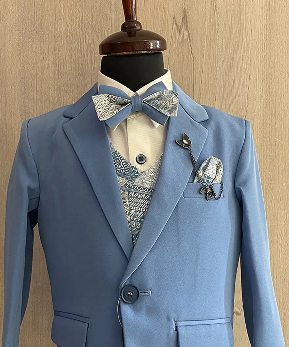 Sky Blue Colored Coat Suit for Wedding