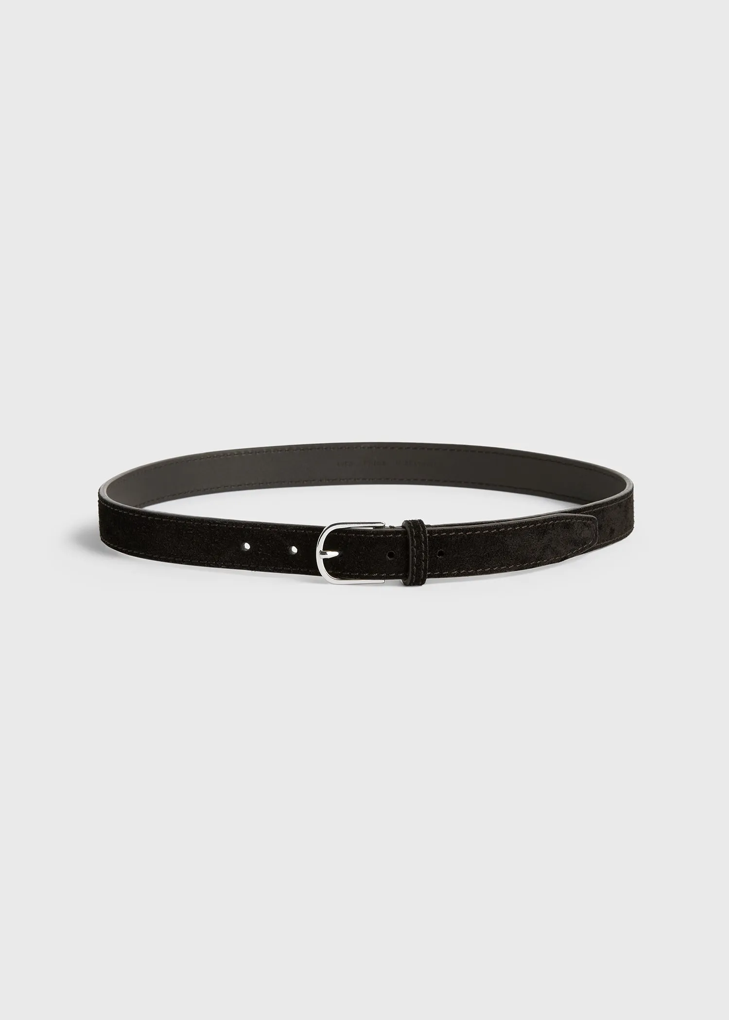 Slim suede trouser belt espresso