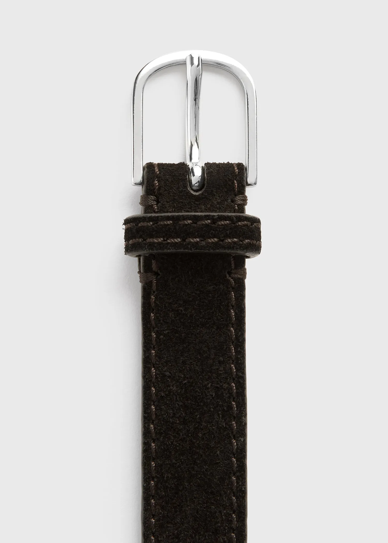 Slim suede trouser belt espresso