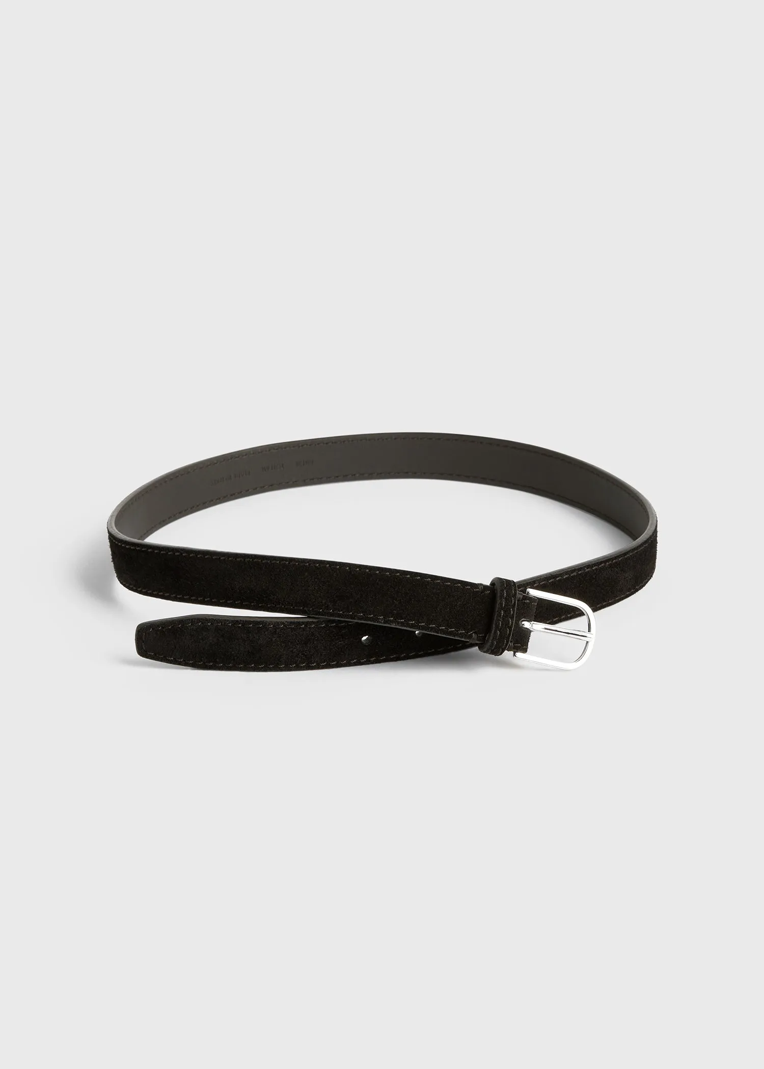 Slim suede trouser belt espresso