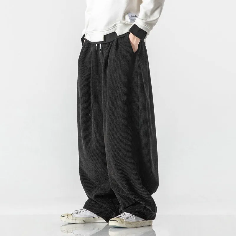 Solid Basic Corduroy Baggy Pants