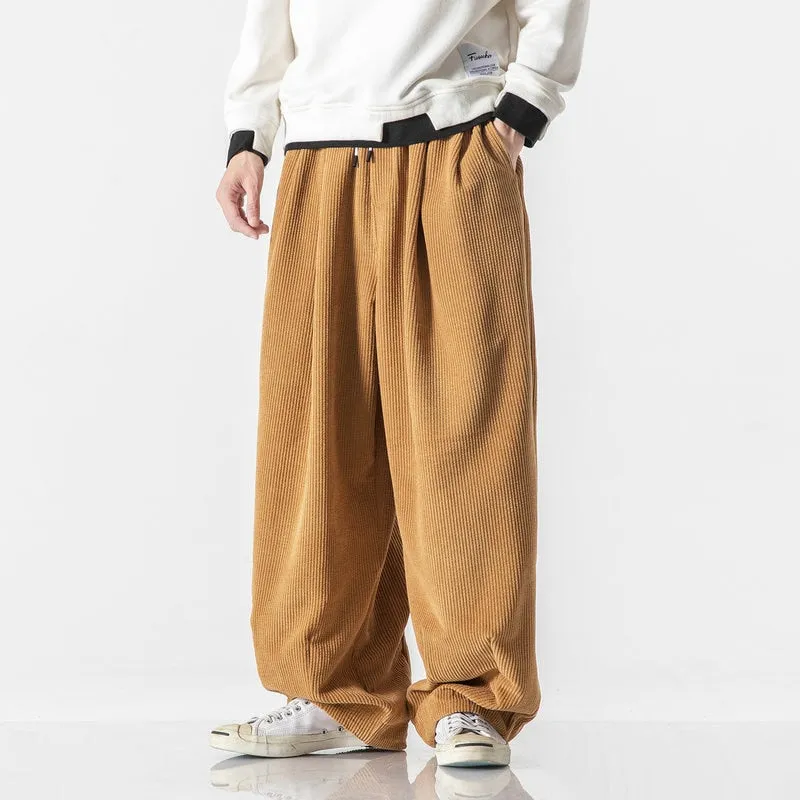 Solid Basic Corduroy Baggy Pants