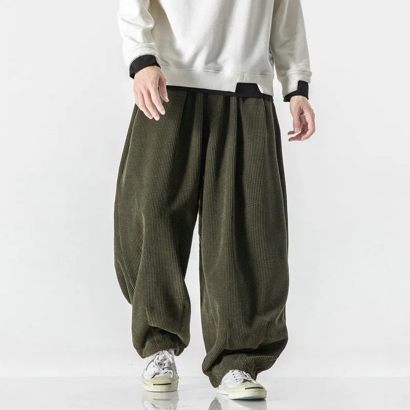 Solid Basic Corduroy Baggy Pants