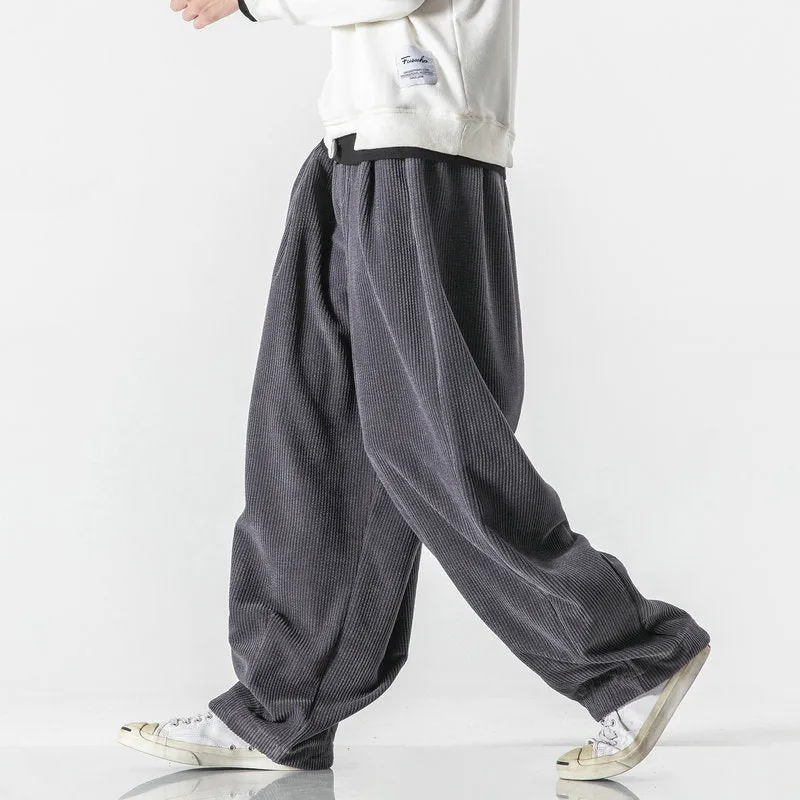 Solid Basic Corduroy Baggy Pants