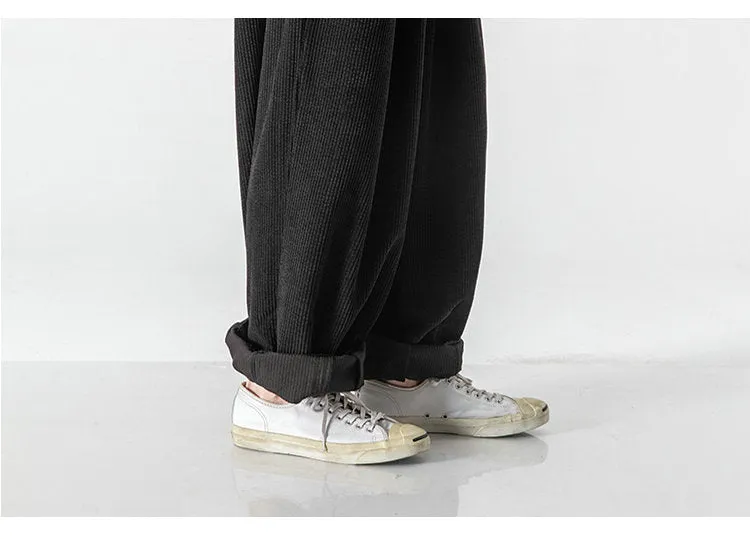 Solid Basic Corduroy Baggy Pants