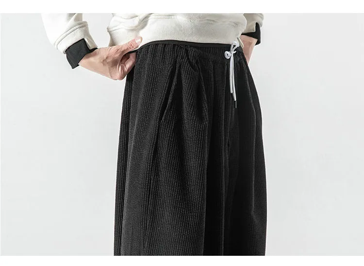 Solid Basic Corduroy Baggy Pants