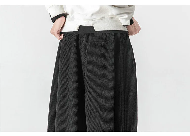 Solid Basic Corduroy Baggy Pants