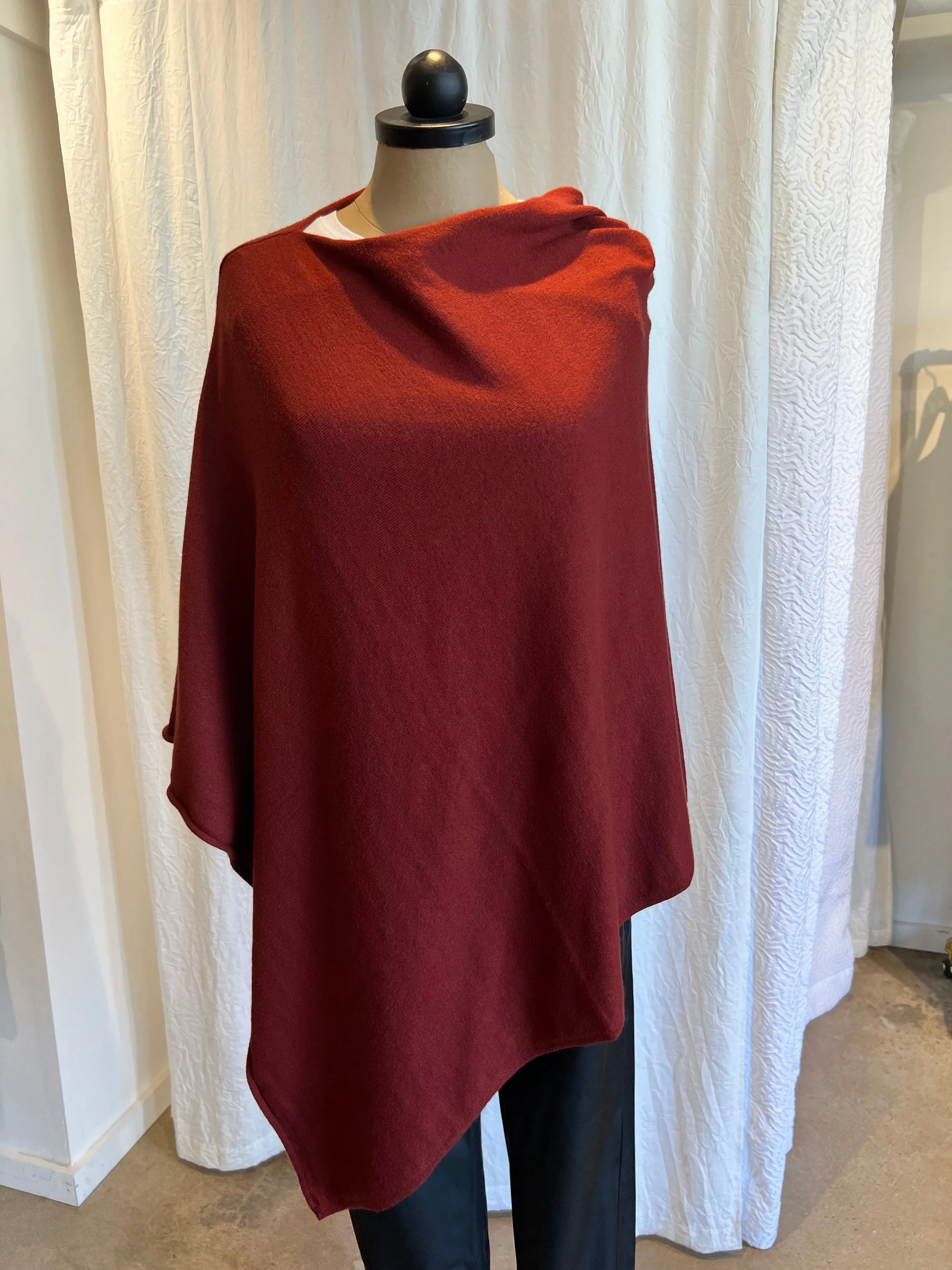 Solid Cowl Poncho - Orange