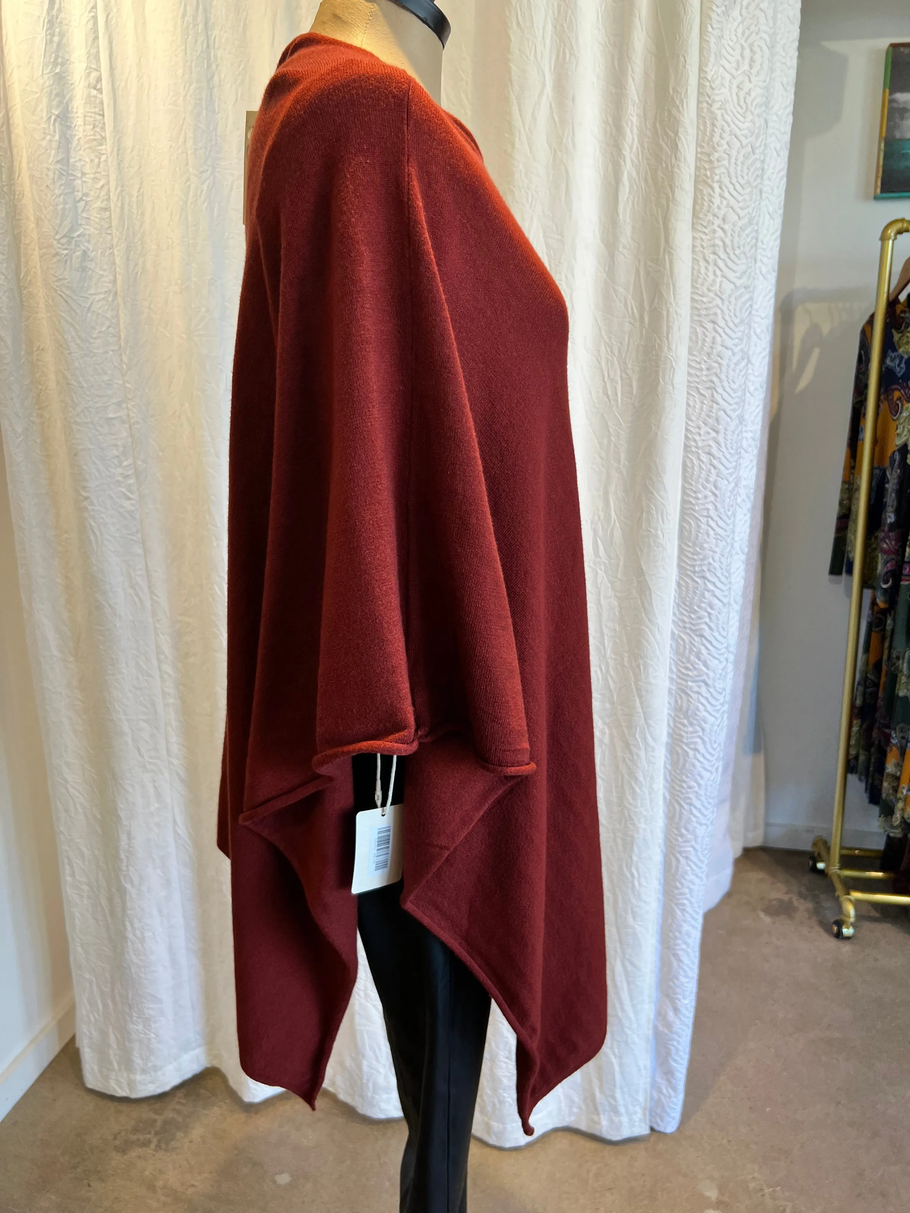 Solid Cowl Poncho - Orange