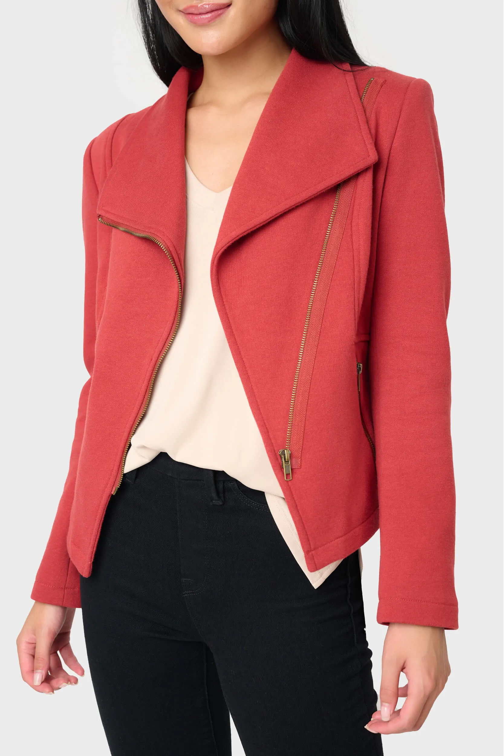 Stretch Knit Moto Jacket