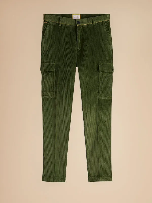 Stuart Slim Fit Corduroy Cargo Pants: Field Green (FINAL SALE)