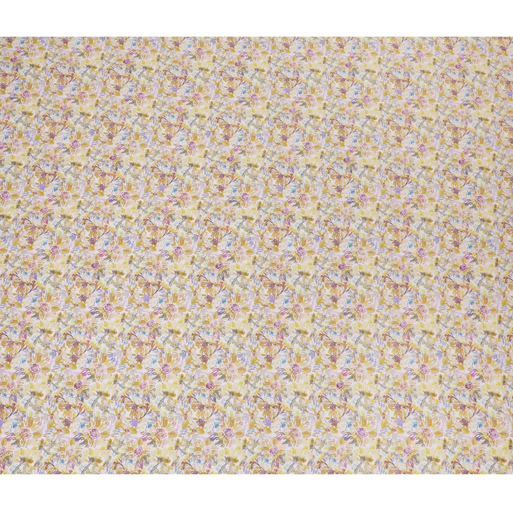 Sunlit Floral Watercolor Cotton Satin Fabric, 110 cm Width-20064