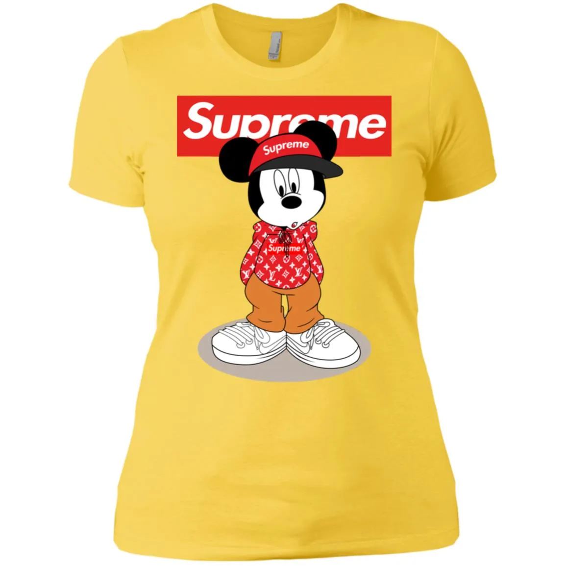 Supreme Mickey Mouse T-shirt Women Cotton T-Shirt