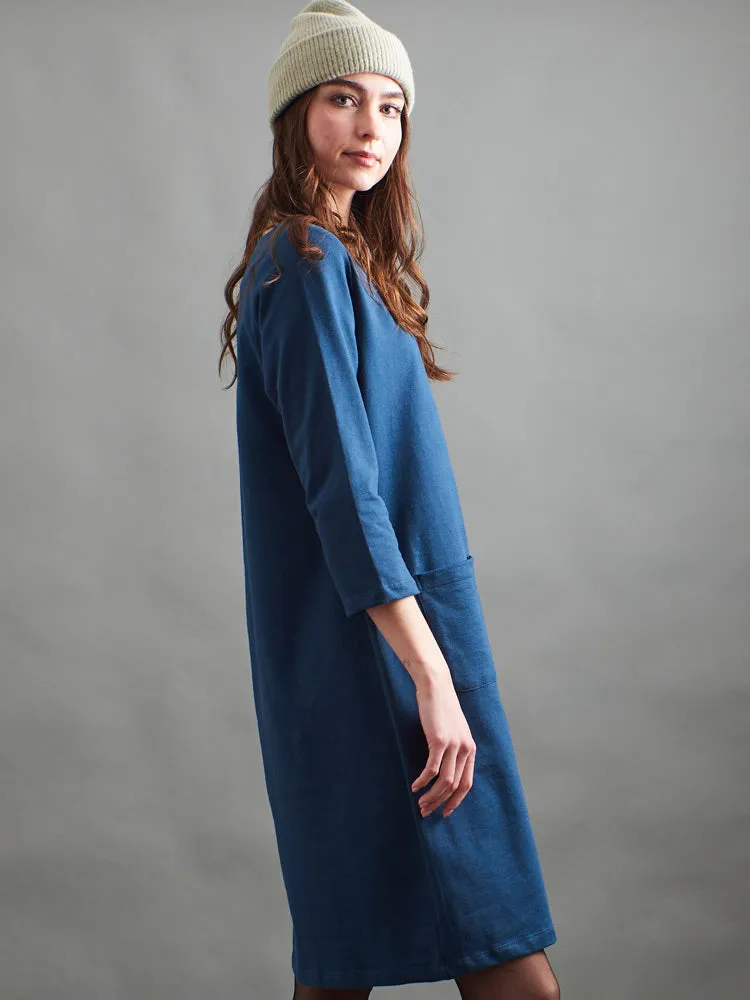 Sylvan Shift Dress - Loop Knit Blue