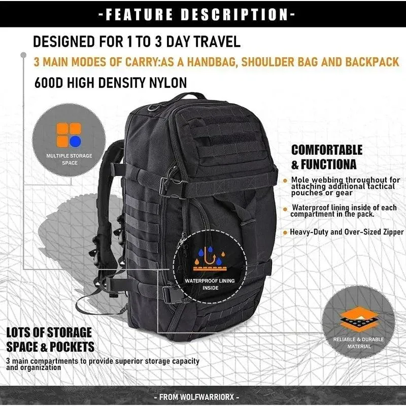 Tactical Duffel Bag - Waterproof, Adjustable Strap