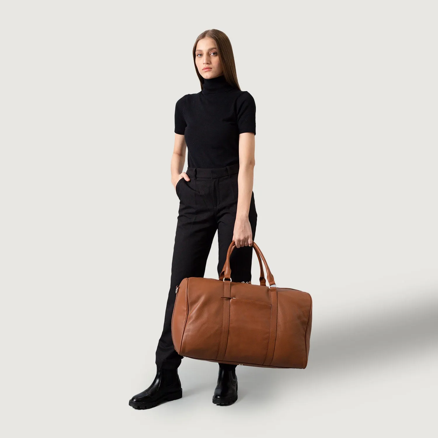 The Darrio Brown Leather Duffle Bag